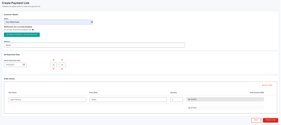 Create Payment Link